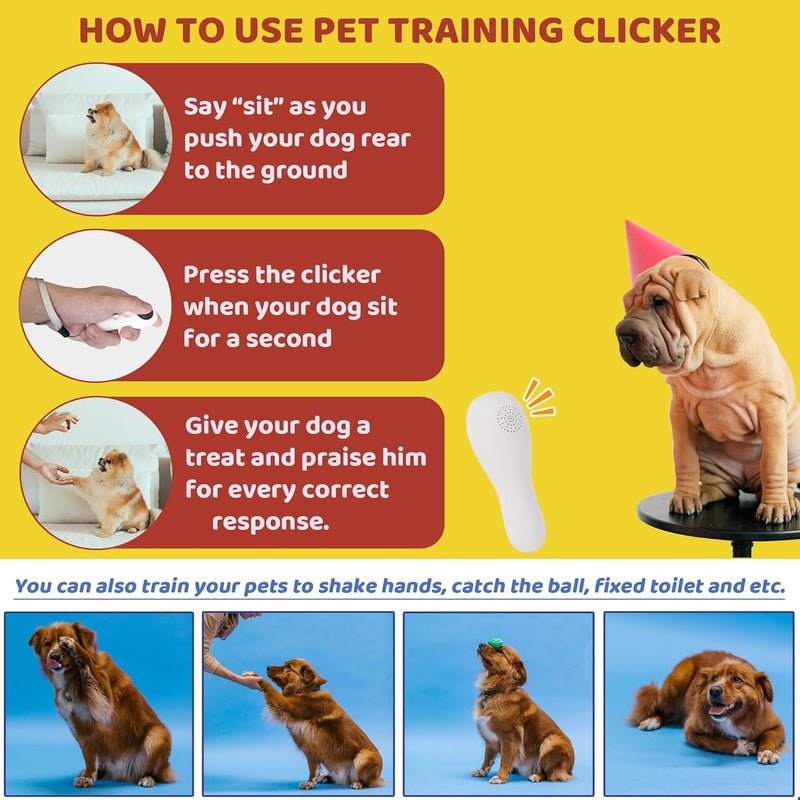 JEROCK Store Dog Training Clickers with Wrist Strap, Training Clicker for Pet Like Dog Cat Horse Bird Dolphin Puppy, Big Buttons and Loud Sound (White) - Image 2